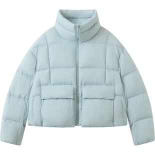 播商场同款蓝色宽松短款龟背羽绒服女25秋冬新款面包服BDS4RD3585