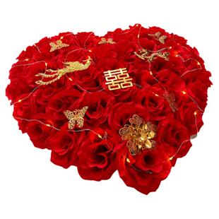 婚车装饰花心形爱心花盘车头花车主副车嫁妆车布置婚庆结婚礼吸盘