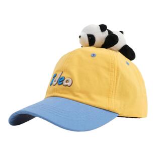儿童拼色ins风春秋薄款刺绣卡通熊猫棒球帽遮阳帽子中大童鸭舌帽