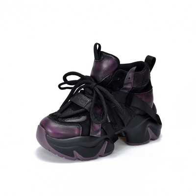 劲王秋冬新款皮面羊毛加厚老爹鞋