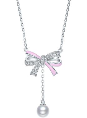 周六福S925银蝴蝶结项链女
