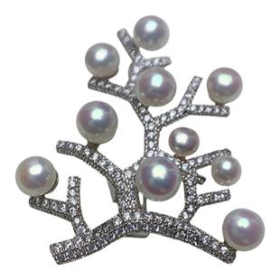 《珊瑚海》M家同款幸福树胸针天然极光淡水珍珠高级西装配饰胸花