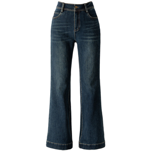 美式复古加绒微喇牛仔裤女秋冬季2025年新款显瘦高腰女裤喇叭裤子