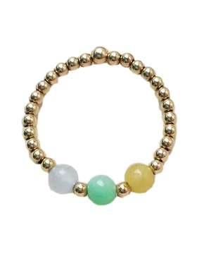 天然翡翠金珠原创细款戒指定制