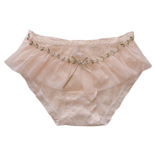 白梨漫漫~新款蕾丝透气性感温柔三角裤飞边纯欲网纱内裤女