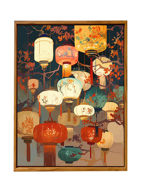 中国风新年元宵花灯数字油画DIY