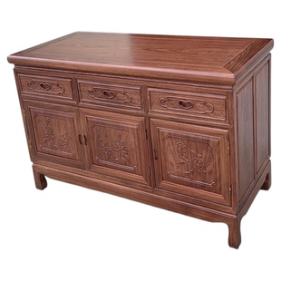 红木菠萝格木餐边柜实木收纳柜储物柜密脚多功能柜刺猬紫檀电纹色