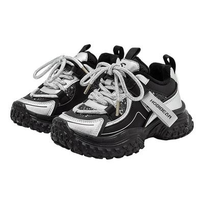 哈比熊童鞋女童老爹鞋2025秋冬新款皮面软底儿童跑步运动加绒爆款