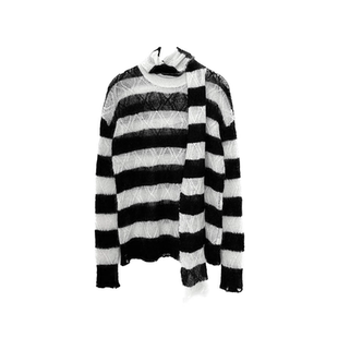 ease the label【马海毛条纹毛衣】套头针织外套易掉毛有点扎慎入