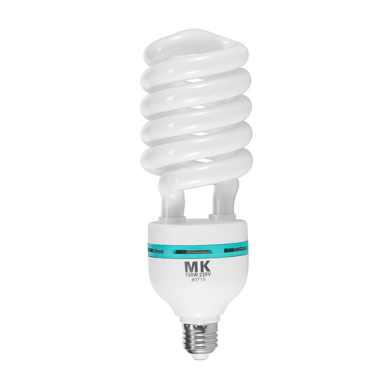 MK150W白光摄影灯泡节能灯5500K三基色专业造型棚拍补光灯柔光箱