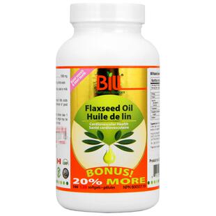 BILL进口亚麻籽油胶囊120粒 富含氨基酸及a-亚麻酸不饱和脂肪酸