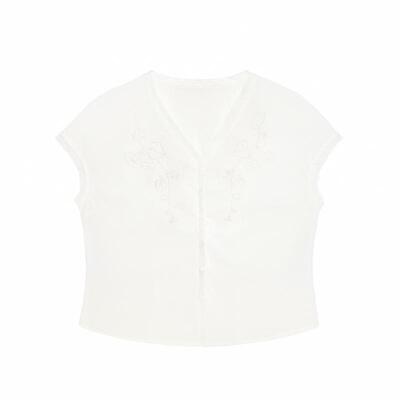 LLANO莱赛尔花卉刺绣蕾丝衬衫
