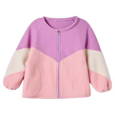 秋冬儿童拼接摇粒绒罩衣保暖防脏