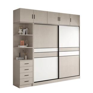 杉木生态板衣柜家用卧室全实木推拉门简易滑门定制出租房用大衣橱