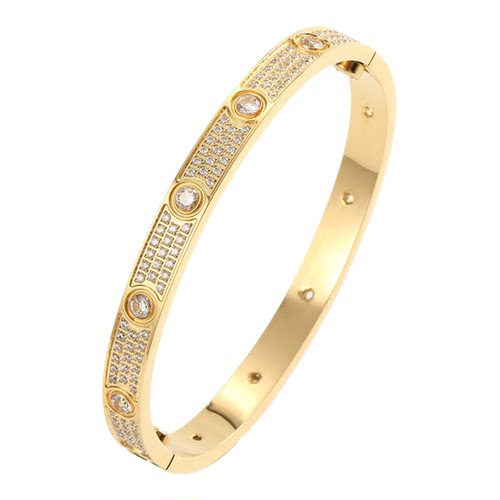 满天星卡加钛钢手镯男女欧美时尚流行手环不锈钢玫瑰金饰品情侣潮