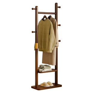 实木挂衣架落地卧室家用衣帽架中式房间小型简易床边挂衣服的架子