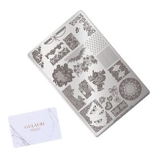古莱丽2025美甲印花钢板蕾丝蝴蝶花纹花卉钢板印章转印头美甲套装