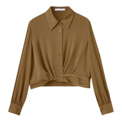 水云间短款翻领长袖衬衫女上衣秋季新款2025时尚简约通勤职场衬衣