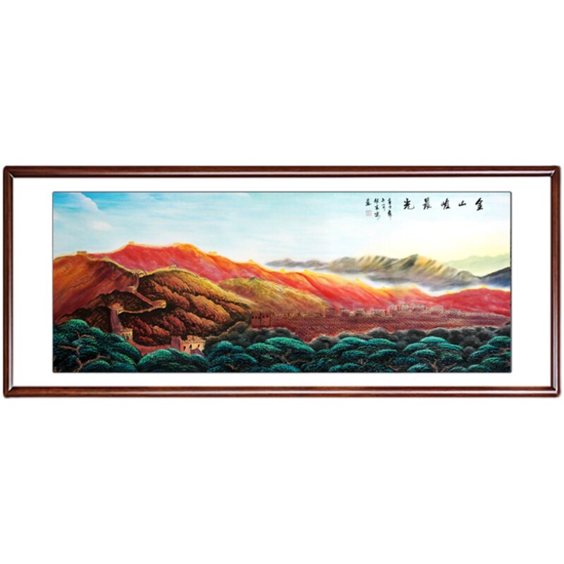 金山岭晨光万里长城手绘靠山国画