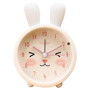 台式静音小闹钟儿童时钟女孩摆件桌面卡通可爱兔子专用迷你钟表