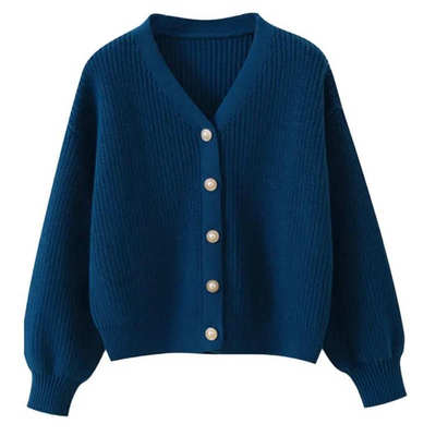 今年流行的v领针织开衫女装