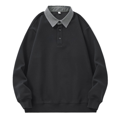 加绒加厚保暖假两件衬衫领卫衣