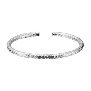 顺钦银楼足银9999手镯锤纹足银镯子纯银手环小众轻奢银手饰礼物