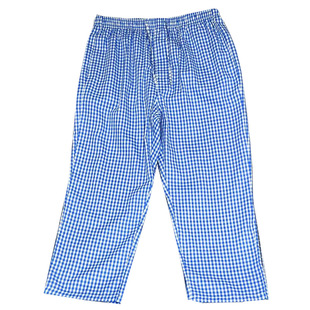 睡裤男夏季九分裤薄款空调居家裤格子男士春秋宽松休闲棉麻家居裤