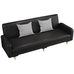 出租房可折叠两用沙发猫爪皮油蜡PU皮革布艺三人小户型简易沙发床