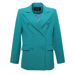 希区瑞普西装深绿色商务通勤法式上衣外套高端双排扣职业套西服女