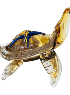 书柜摆件书房海龟蜂鸟琉璃纳福