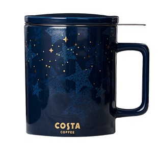 COSTA杯子男女马克杯带盖勺办公室茶杯家用茶水分离陶瓷杯咖啡杯