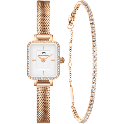 DW手表套装女士 QUADRO星环石英腕表小方表手链叠戴送礼