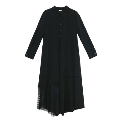 瑞尔休闲拼接蕾丝长袖连衣裙女