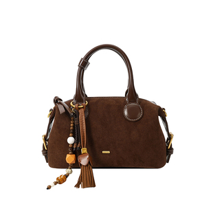 南风Chio2nd 弗利山庄磨砂牛皮枕头包包女秋冬复古咖色单肩斜挎包