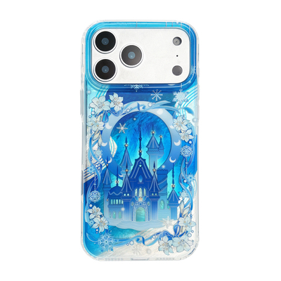 雪花城堡原创设计imd双层梦幻磁吸圣诞磨砂苹果17promax透明适用iPhone16手机壳全包防摔保护套小众高级感