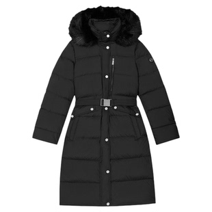 【秋季新品】MICHAEL KORS MK 女士毛领连帽收腰中长款羽绒服外套