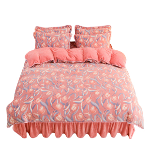 加厚保暖牛奶绒四件套升级珊瑚绒法兰绒婴儿绒双面绒被套床单冬季