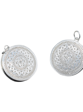 纯银吊坠男女拉丝毛衣链平安鼓