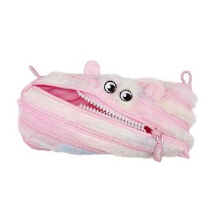 ZIPIT萌物绒绒兽毛怪拉链笔袋苏利文糖果色少女心可爱个性毛绒文具袋带扣可斜挎随身小包