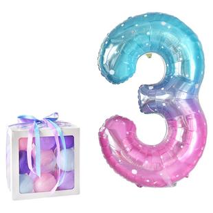 ins梦幻星空紫40寸数字气球铝膜儿童宝宝123周岁生日装饰场景布置