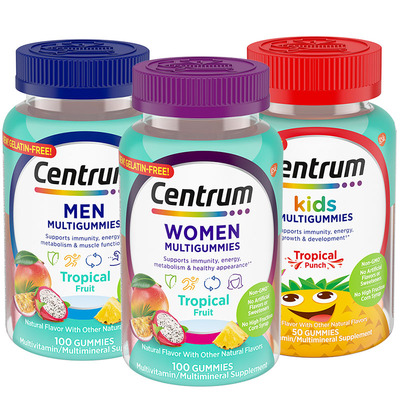Centrum善存海外儿童果蔬软糖男士女士复合维生素b族营养软糖*2瓶