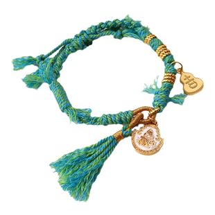 泰伽古法编织手绳纯手工编织手链粉色蓝绿色民族风百搭TG164