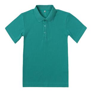 英伦风宝石蓝短袖T恤 男女童学院透气吸汗运动纯色夏季校服Polo
