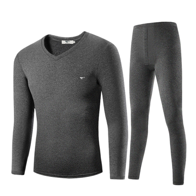 七匹狼低领不露领加绒保暖套装男