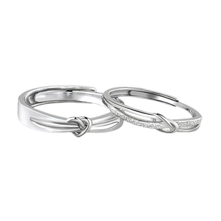 爱意交织s999银情侣戒指一对定制刻字对戒520情人节礼物送男女友