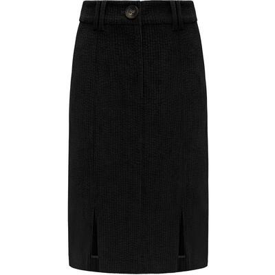 COCOBELLA设计感开叉黑色灯芯绒半身裙女26春通勤A字短裙HS553