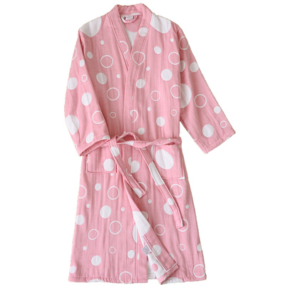 不掉毛纯棉纱布浴袍成人睡袍秋冬