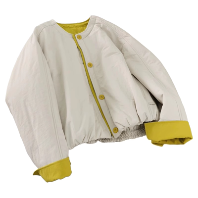 韩系撞色高级感加棉棉服短外套