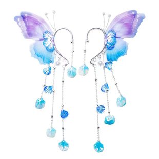 精灵耳夹蝴蝶耳挂饰高级感无耳洞耳环2025新款儿童耳骨夹耳朵发饰